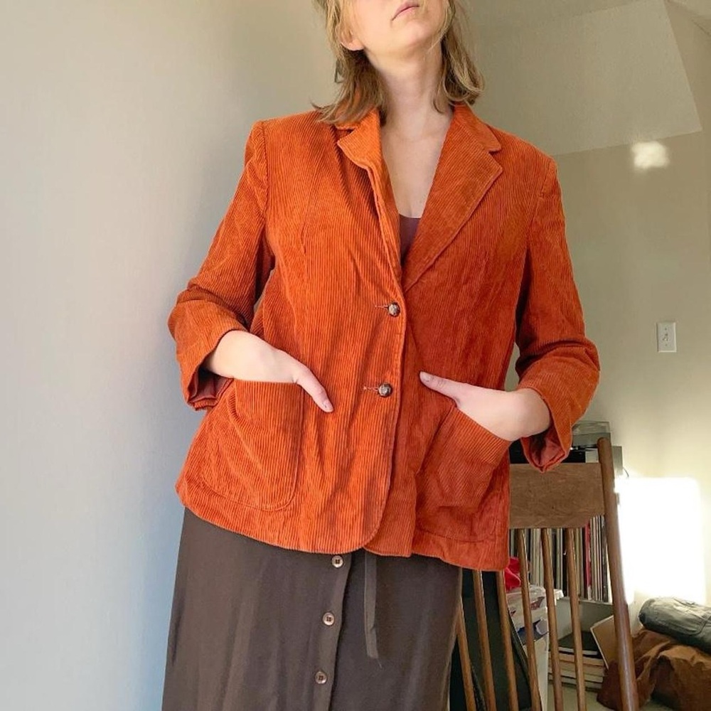 Vintage Burnt Orange Corduroy Blazer